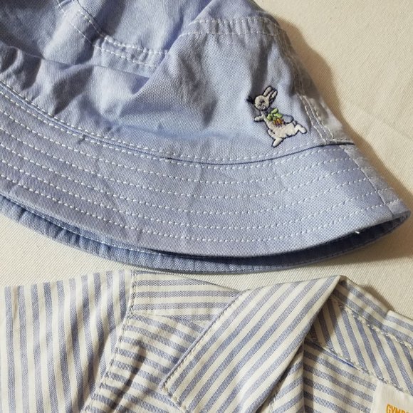 Gymboree Peter Rabbit NWT 6-12 Month Romper Hat w chin strap set Easter - Picture 5 of 5